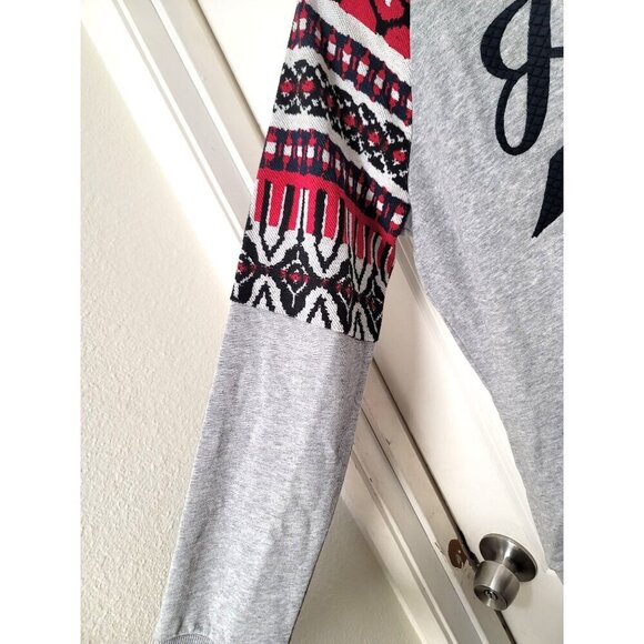 Tommy Hilfiger Women Aztec Patterned Crewneck Embroidery Sweatshirt Grey & Red S - Picture 4 of 11